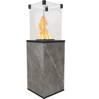 Kratki Patio terrasverwarmer met vlammen en grijze marmeren bekleding