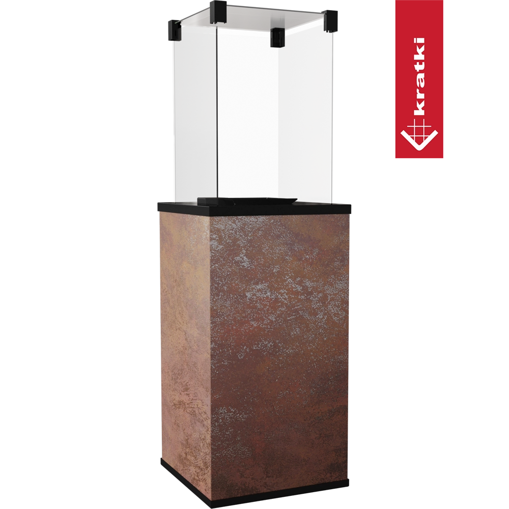 Kratki Patio terrasverwarmer met bruine metalen behuizing en glazen bovenkant