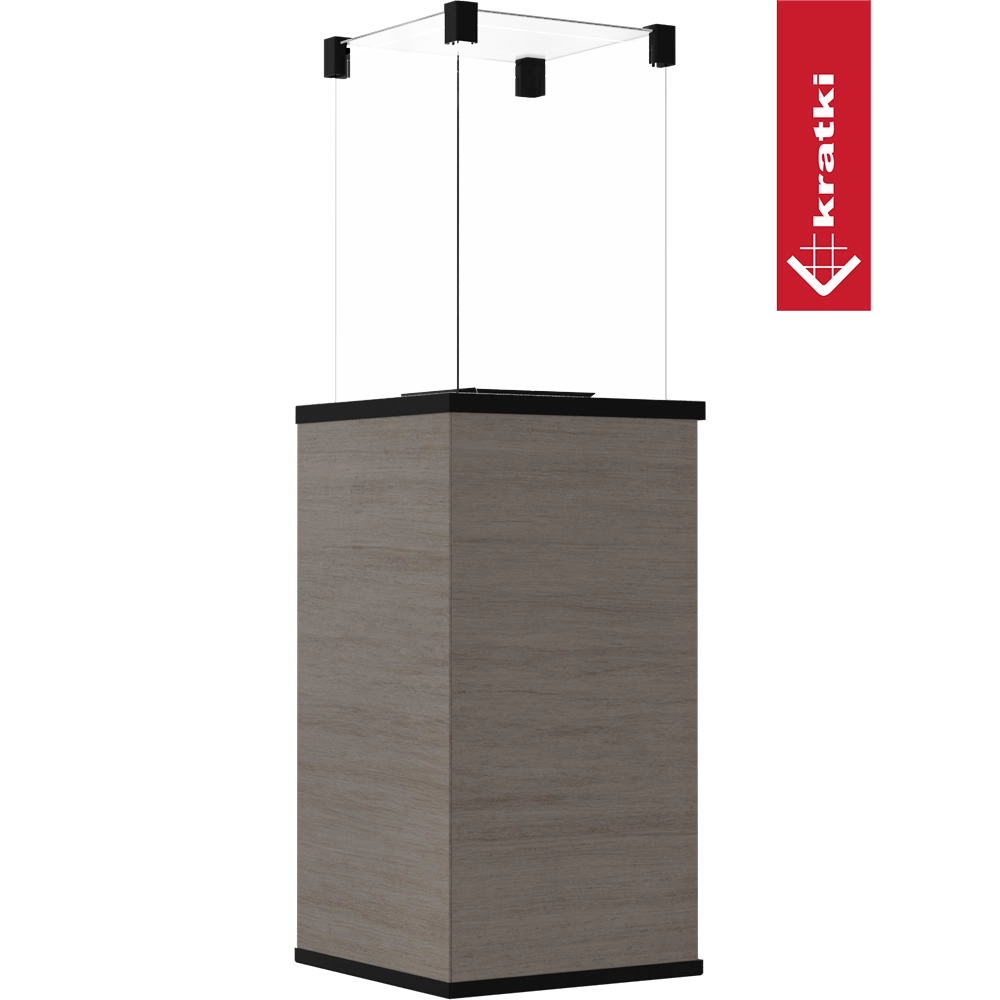 Kratki Patio haard met houtkleurige behuizing, glazen bovenbouw en zwarte afwerking