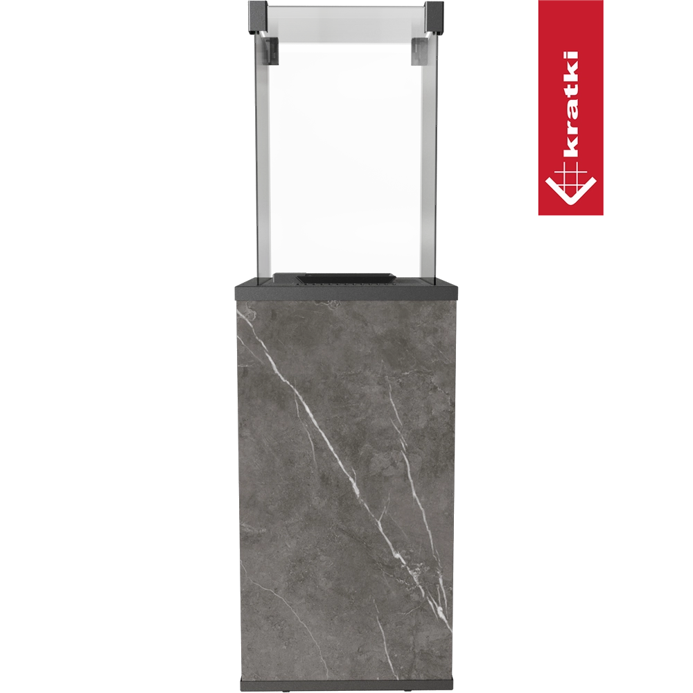 Kratki Patio buitenhaard met glazen scherm en marmerlook bekleding