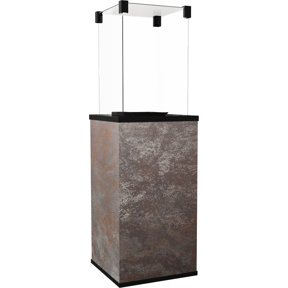 Kratki Patio terrasverwarmer met glazen ombouw en roestkleurige behuizing