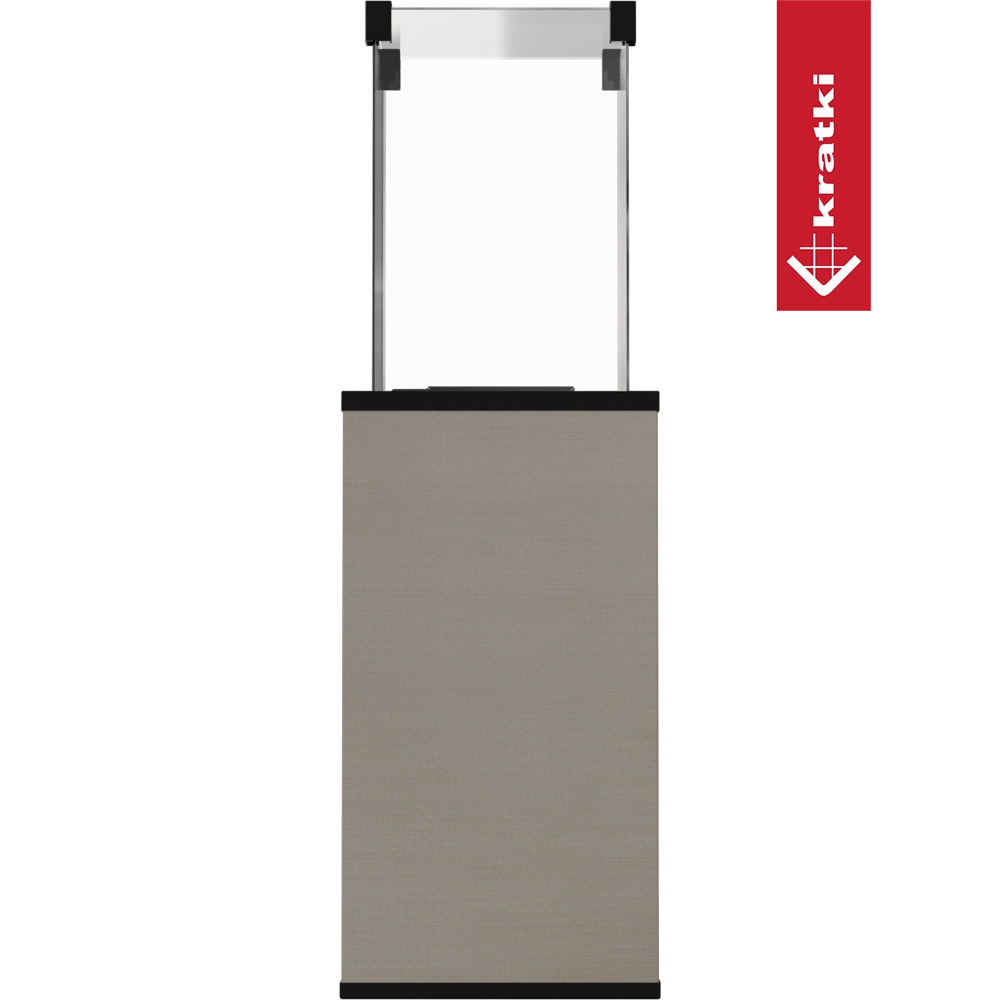 Kratki Patio terrasverwarming met glazen behuizing en beige omkasting