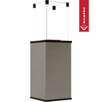 Kratki Patio terrasheater met glazen windscherm en beige voet