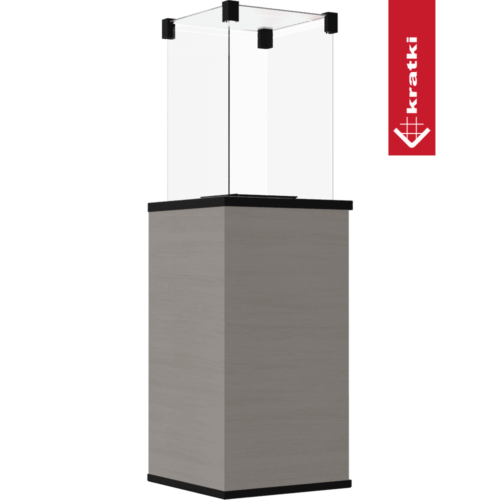 Kratki Patio terrasheater met glazen windschermen en grijze behuizing
