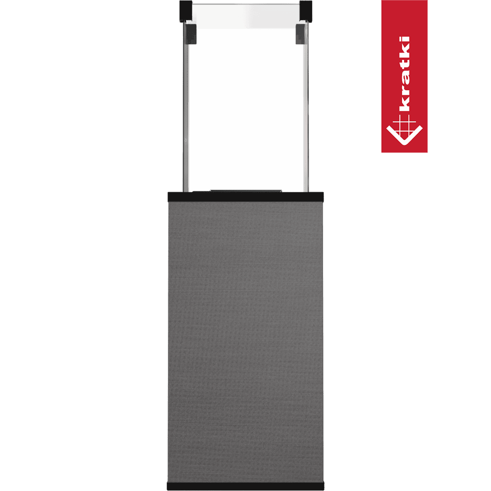 Kratki Patio haard met grijze behuizing en twee hoge transparante panelen