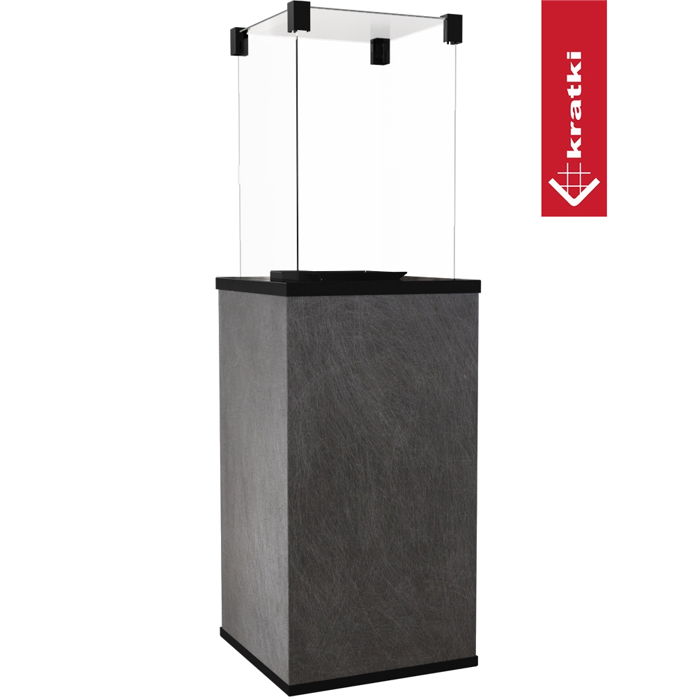 Kratki Patio terrasverwarmer met glazen ombouw op transparante achtergrond