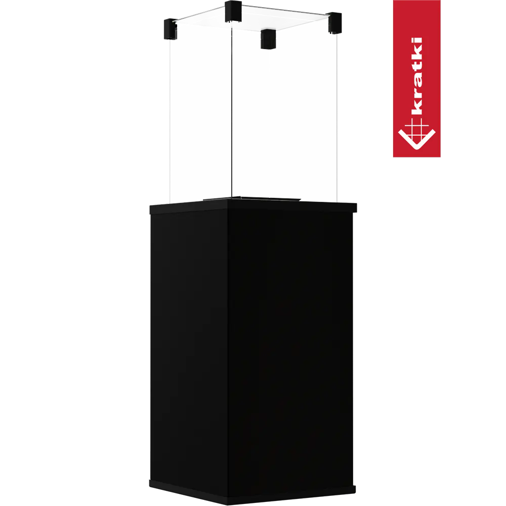 Kratki Patio Mini terrasverwarmer met glazen cilinder en zwarte voet