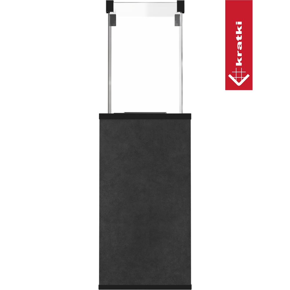 Zwarte Kratki Patio Mini met transparante panelen op een transparante achtergrond