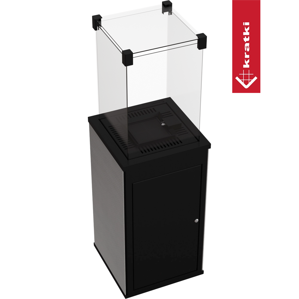 Kratki Patio Mini zwarte terrasverwarmer met los weergegeven bovenframe