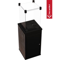 Kratki Patio Mini zwarte terrasverwarmer met glazen omkasting en bovenplaat