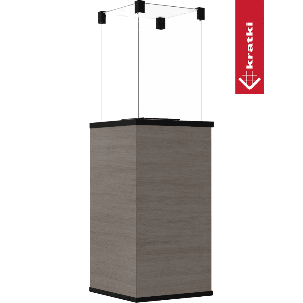 Kratki Patio Mini terrasverwarmer met glazen kolom en houten onderkast