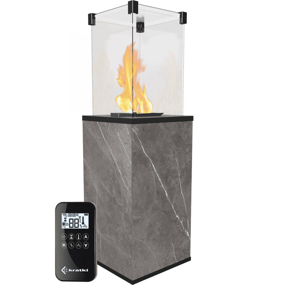Kratki Patio Mini terrasverwarmer met vlammen en afstandsbediening