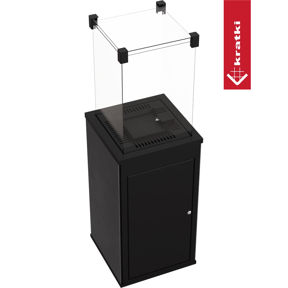 Kratki Patio Mini zwarte vrijstaande terrasverwarmer met glazen kap