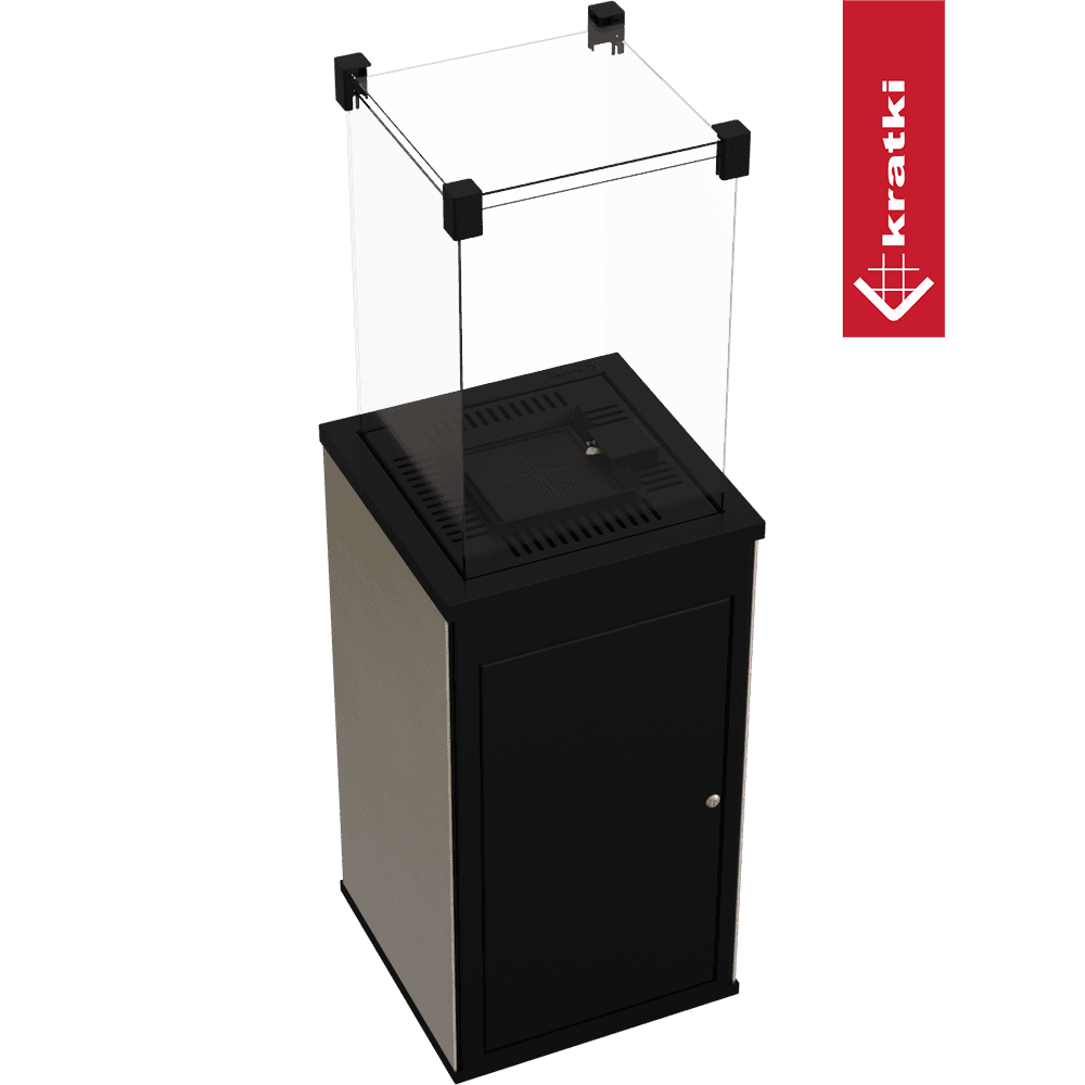 Zwarte Kratki Patio Mini met transparante beschermkap op transparante achtergrond