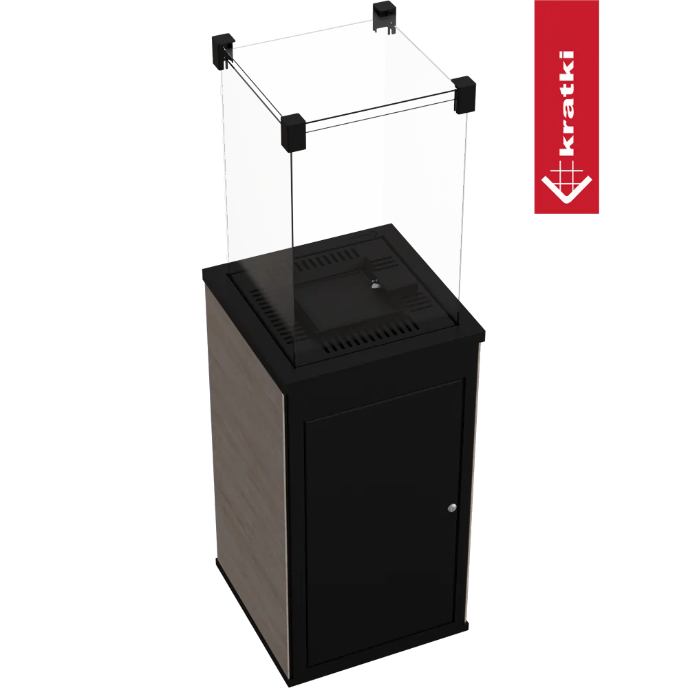 Kratki Patio Mini terrasverwarming met glazen windscherm