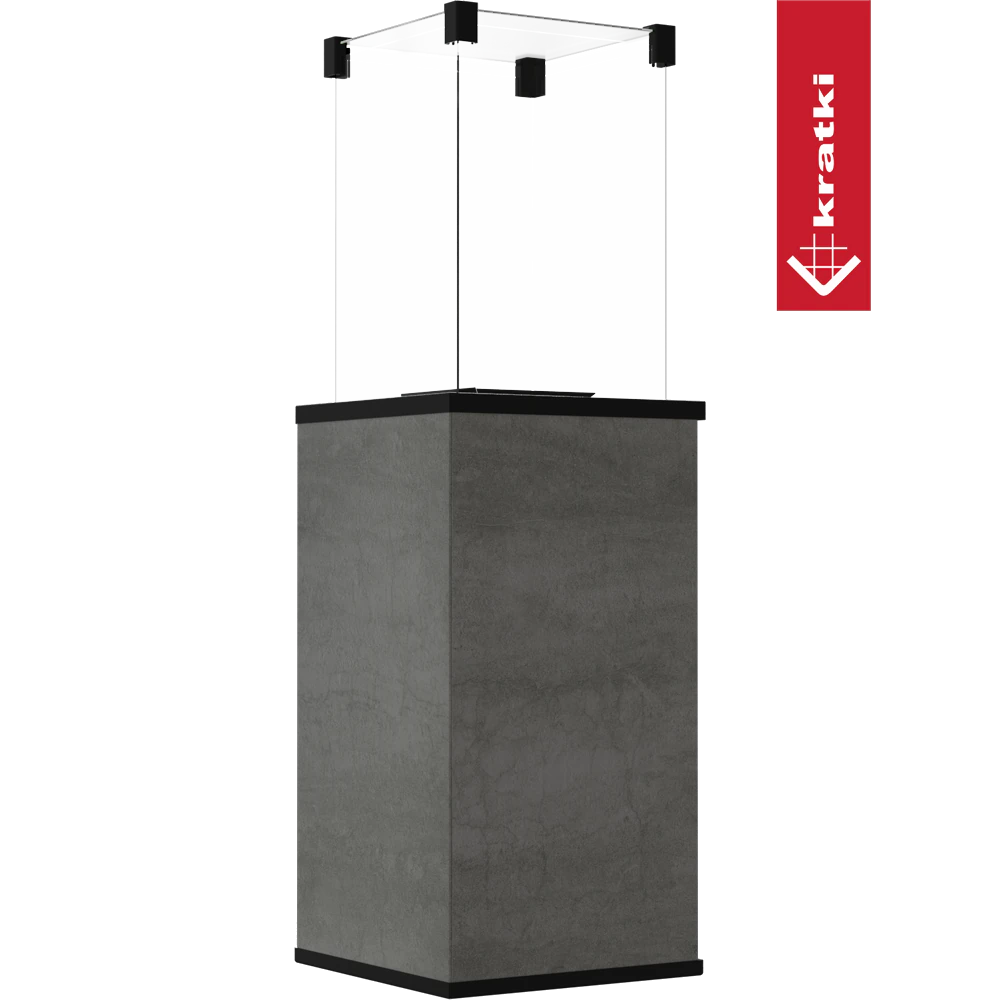 Kratki Patio Mini terrasverwarming met glazen windschermen en grijze sokkel