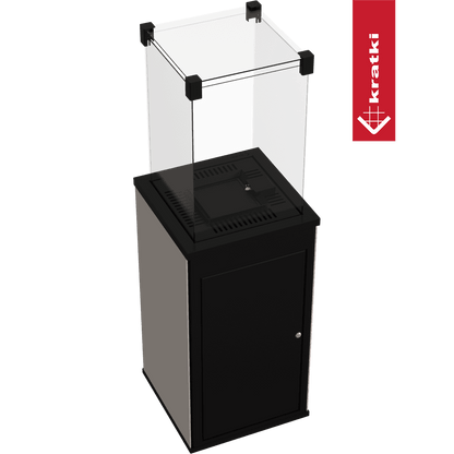 Kratki Patio Mini terrasverwarming met glazen ombouw en zwarte behuizing