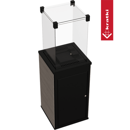 Kratki Patio Mini terrasvuurtafel met glazen windscherm