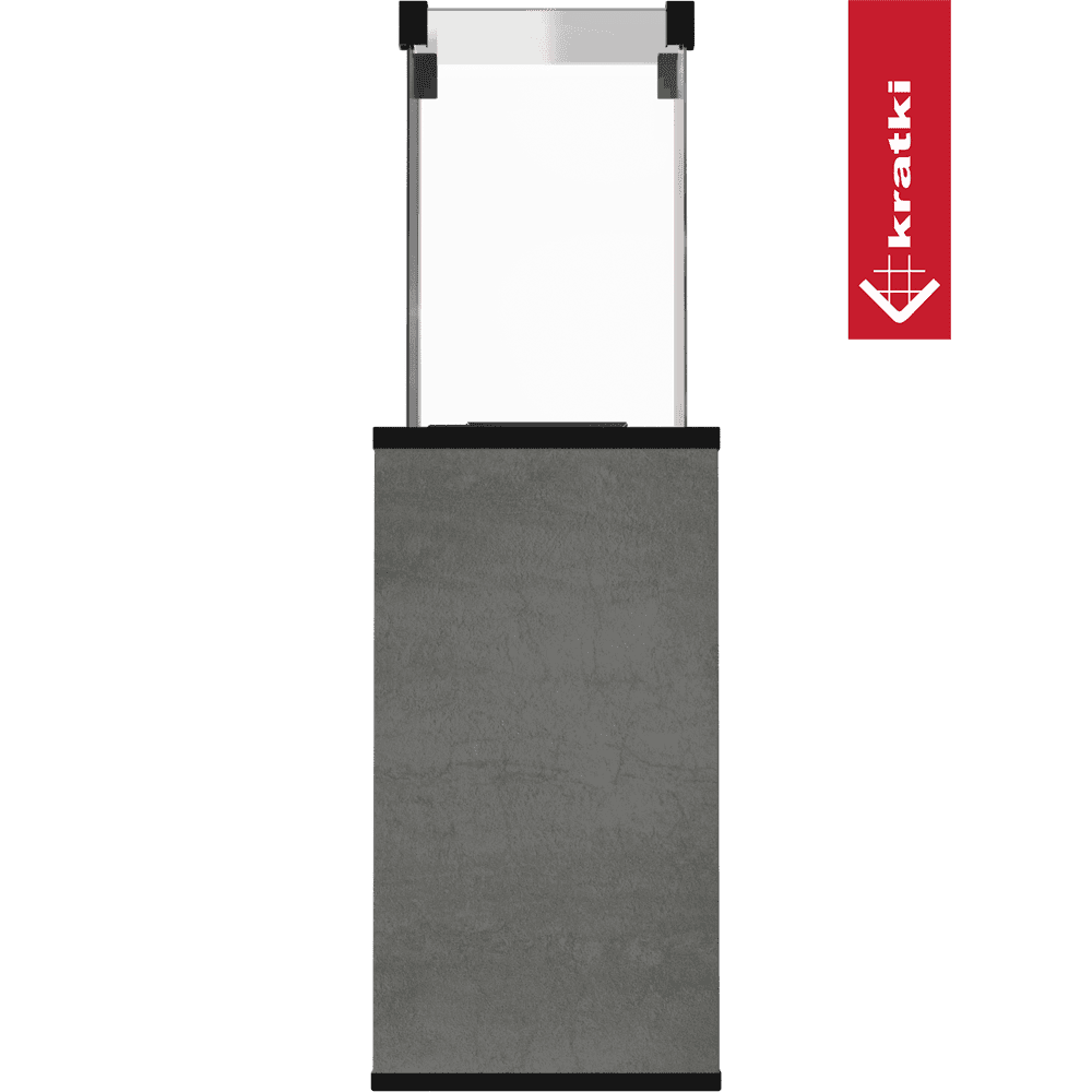 Kratki Patio Mini terrasverwarmer met grijze behuizing en logo