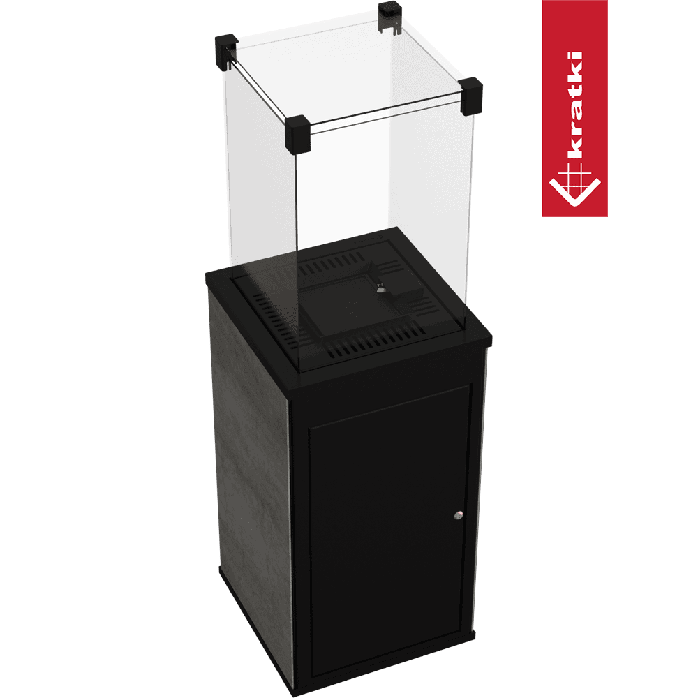 Kratki Patio Mini terrasverwarmer met glazen ombouw en zwarte behuizing