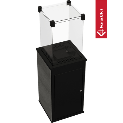 Kratki Patio Mini terrasverwarmer met glazen ombouw en zwarte behuizing