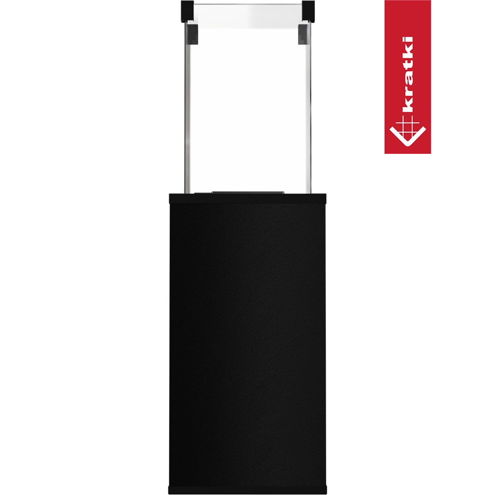 Kratki Patio Mini zwarte buitenhaard met glazen zijpanelen op transparante achtergrond