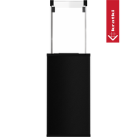 Kratki Patio Mini zwarte buitenhaard met glazen zijpanelen op transparante achtergrond