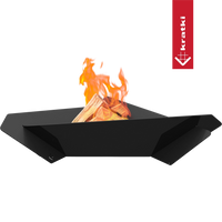 Kratki Triangle zwarte driehoekige vuurkorf met brandend hout