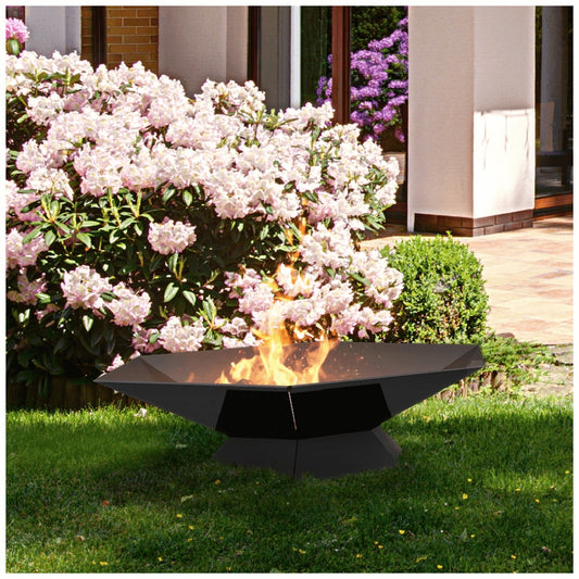 Kratki Goblet vuurschaal in tuin met brandend vuur