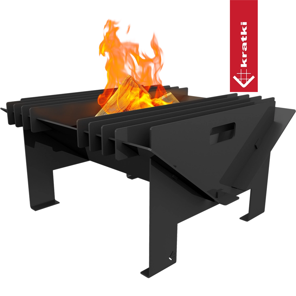 Kratki Gamela vuurkorf met brandend hout