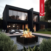 Kratki Erizo vuurschaal op terras voor moderne woning