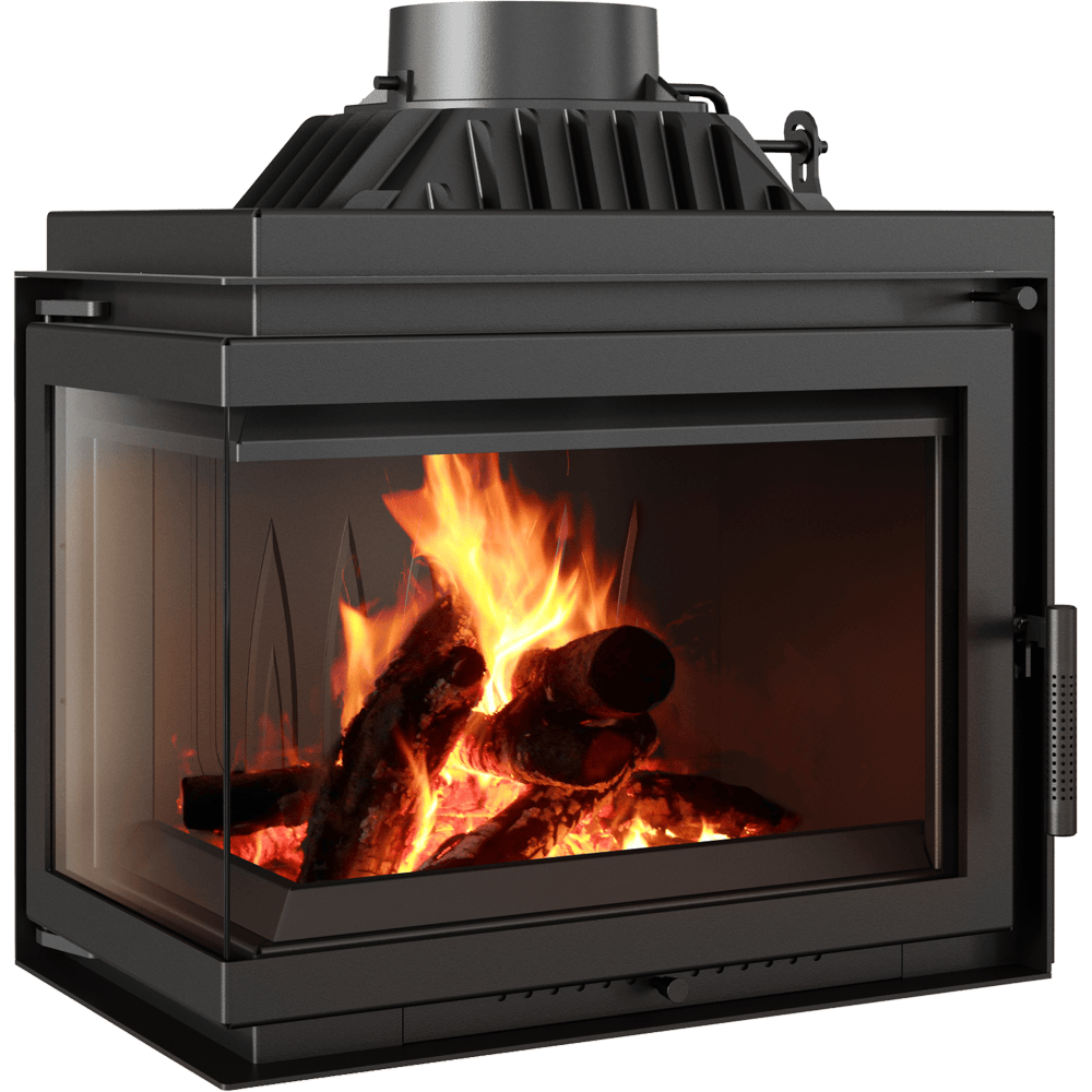 Kratki Simple M 10 kW inzethaard met brandend hout en glazen ruit