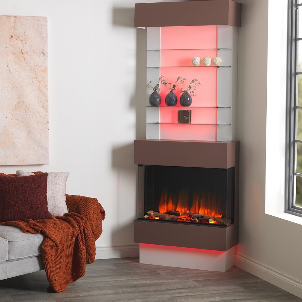 Charlton & Jenrick Polaris 840mm elektrische haard in woonkamer met vlammen