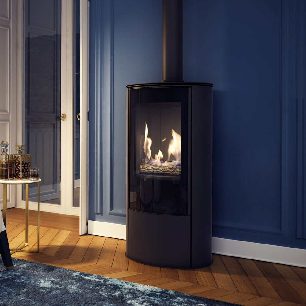Kratki AB Enyo R Gas gashaard in blauwe woonkamer