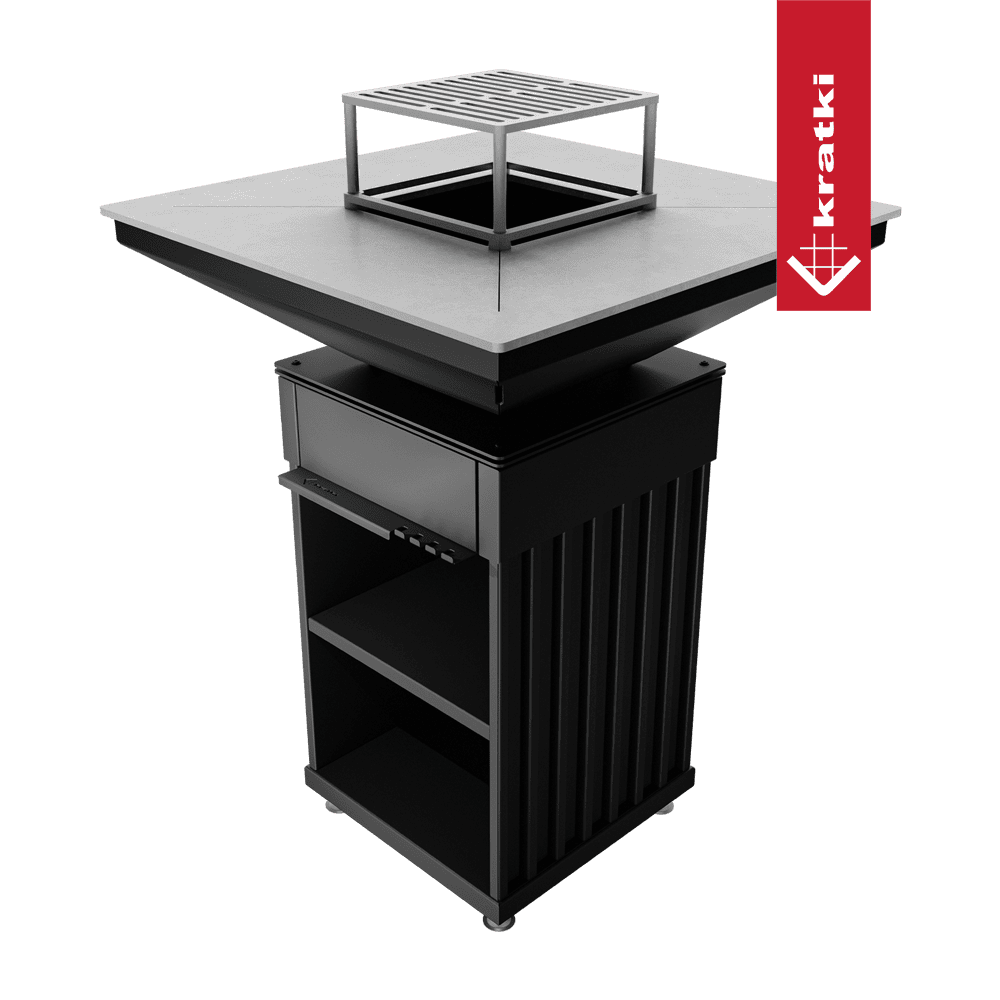 Kratki Quadrum BBQ buitenhaard met grillplaat en opbergruimte