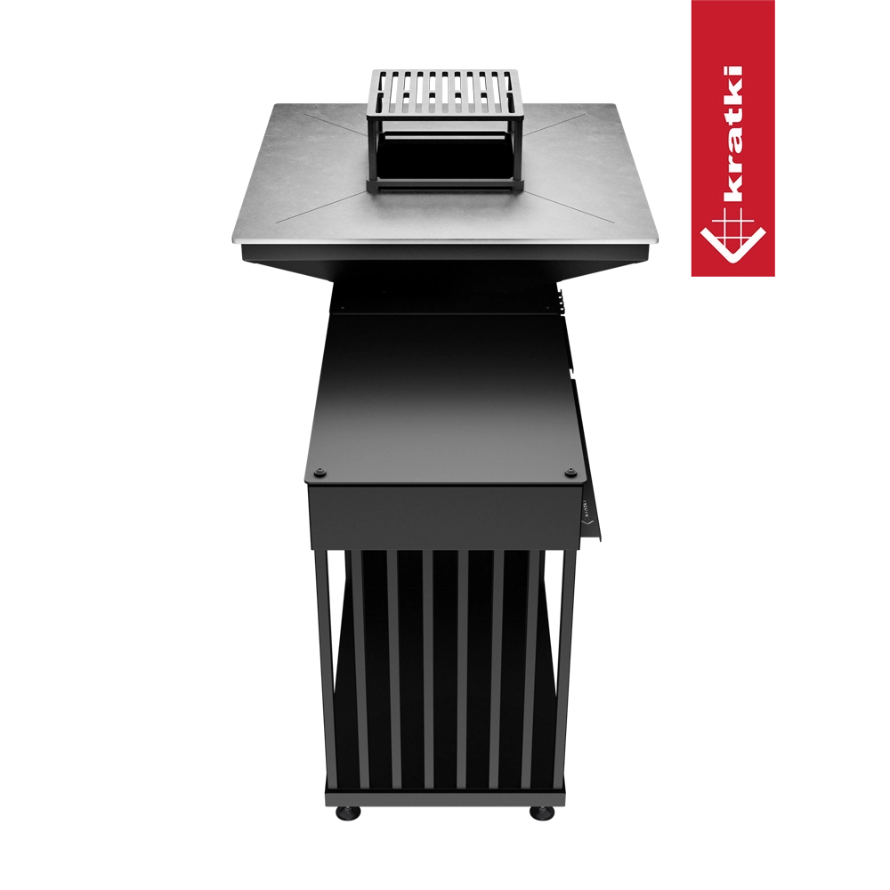 Kratki Quadrum BBQ barbecue met vierkante stalen plaat en rooster