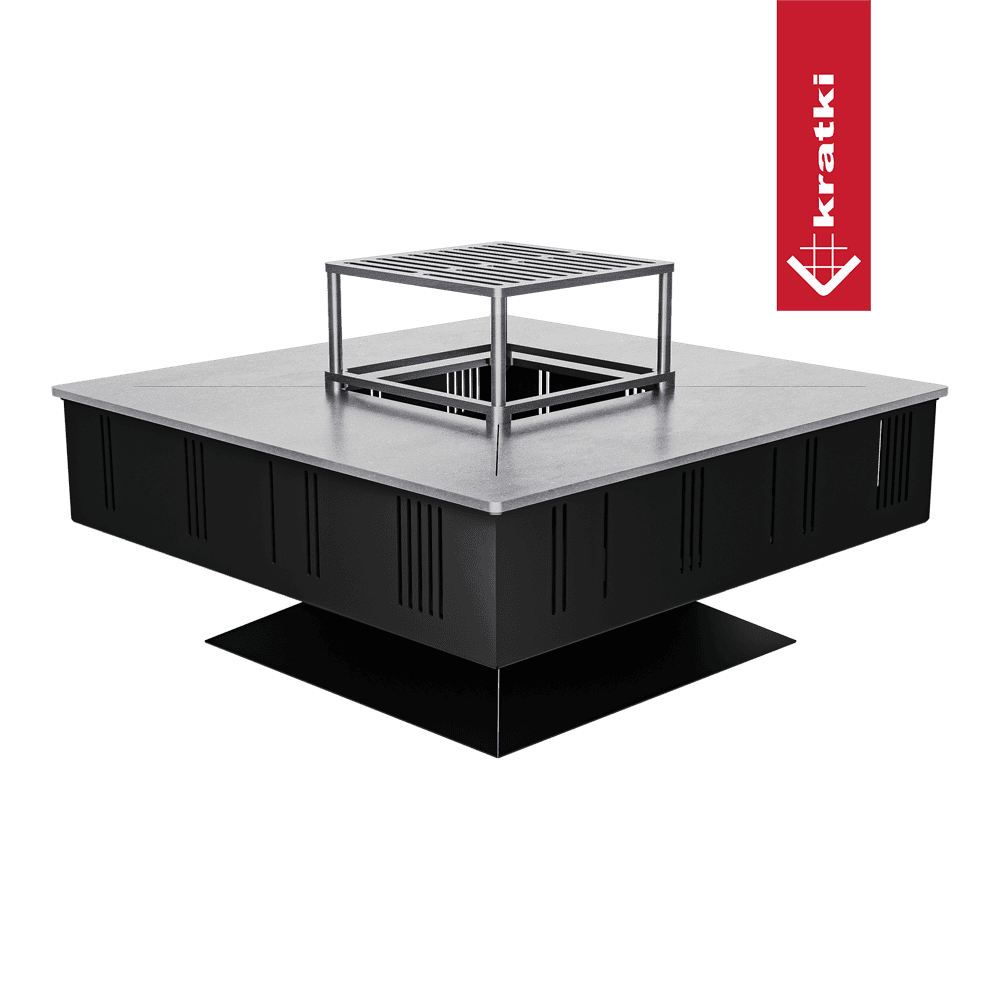 Kratki Quadrum BBQ barbecue met vierkante metalen grilltafel