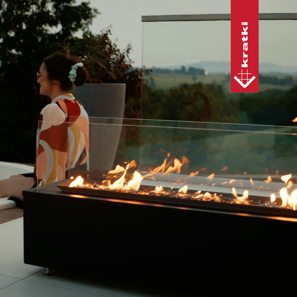 Kratki Patio Horizontaal op terras met zichtbare vlammen