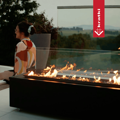 Kratki Patio Horizontaal op terras met zichtbare vlammen