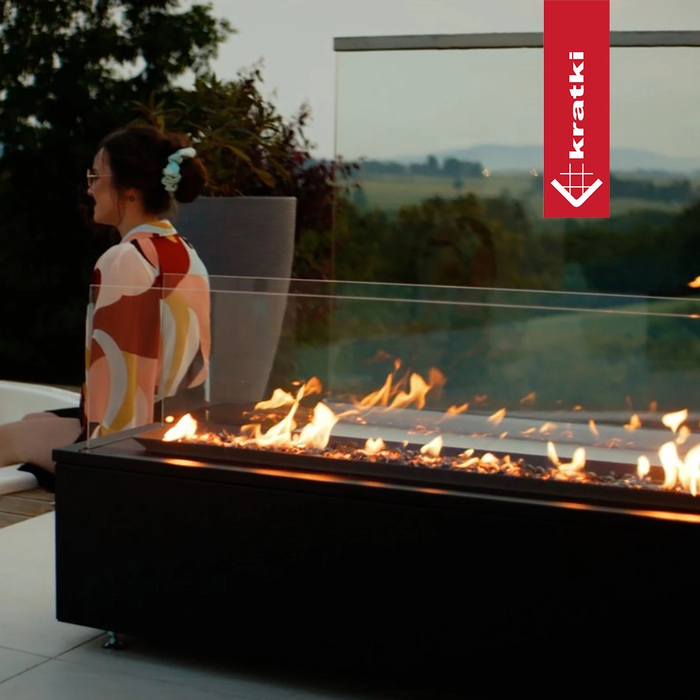 Kratki Patio Horizontaal terrasvuur met vlammen op balkon