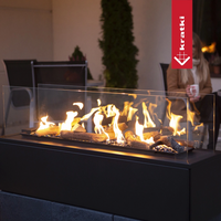 Kratki Patio Horizontaal met vlammen in zwarte buitenhaard