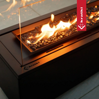 Kratki Patio Horizontaal tafelhaard met vlammen en glasafscherming