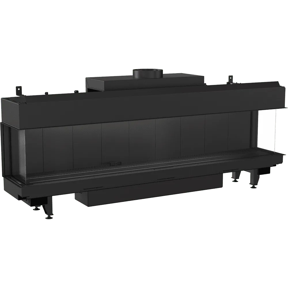 Kratki Leo 200 Links & Rechts, moderne zwarte inbouwhaard met glazen zijpanelen.