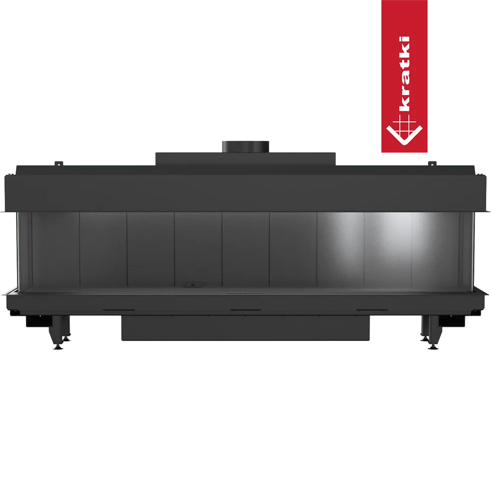 Kratki Leo 200 Links & Rechts, moderne inbouwhaard met glazen zijpanelen.