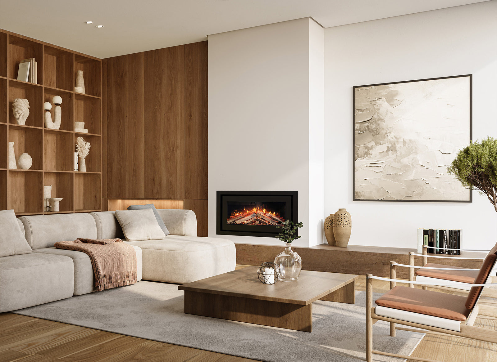 Element4 Elite 90 I E Supreme in moderne woonkamer met ingebouwde haard