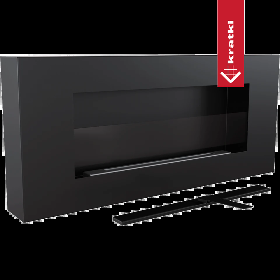Kratki Delta bio-ethanol haard met glazen front, zwart
