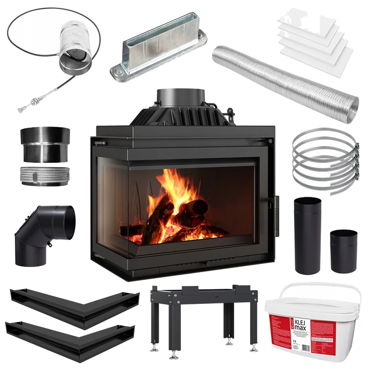 Kratki Simple M haard met accessoires en onderdelen op witte achtergrond