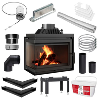 Kratki Simple M haard met accessoires en onderdelen op witte achtergrond