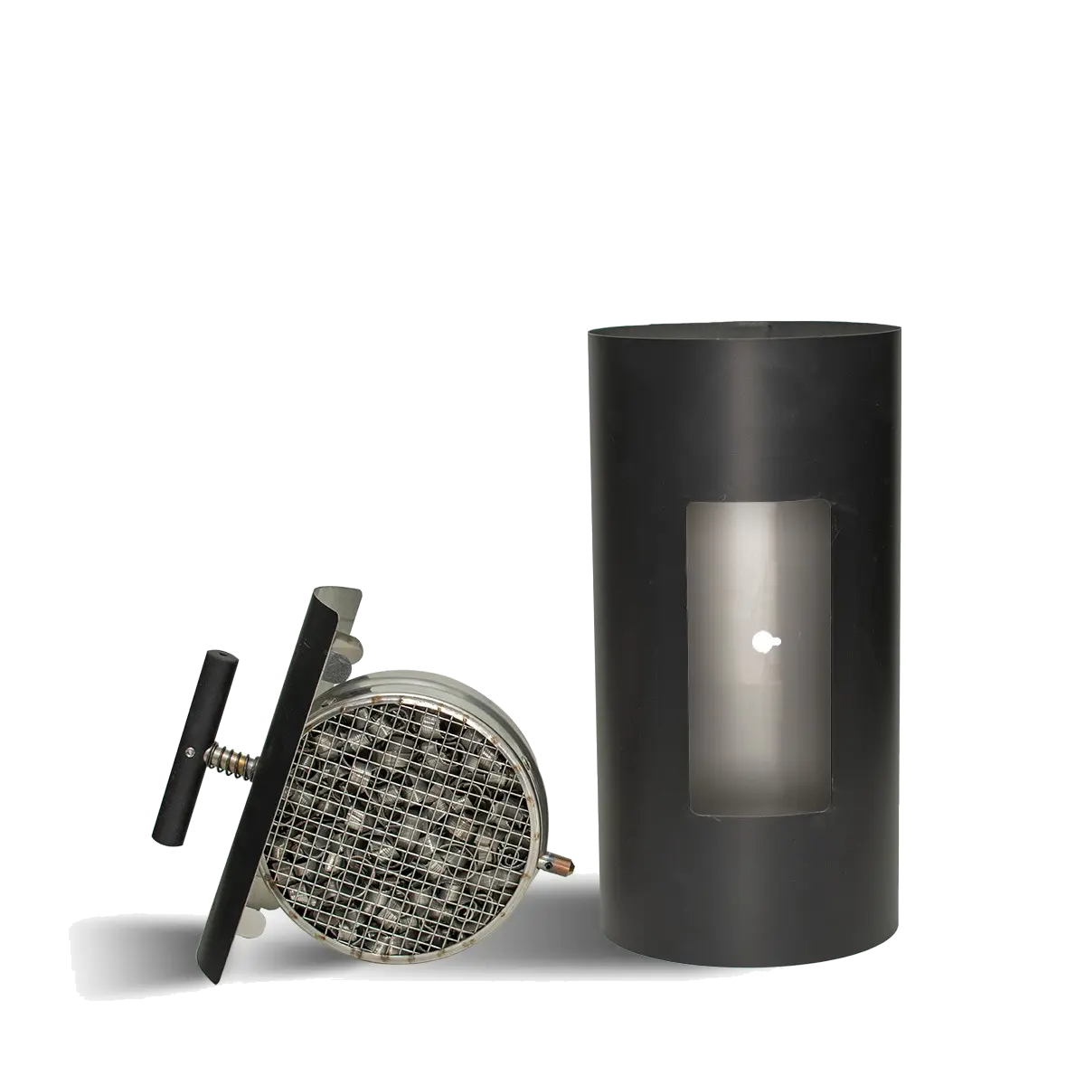 ABCAT Houtrookfilter met cilindervormige behuizing en los roosteronderdeel