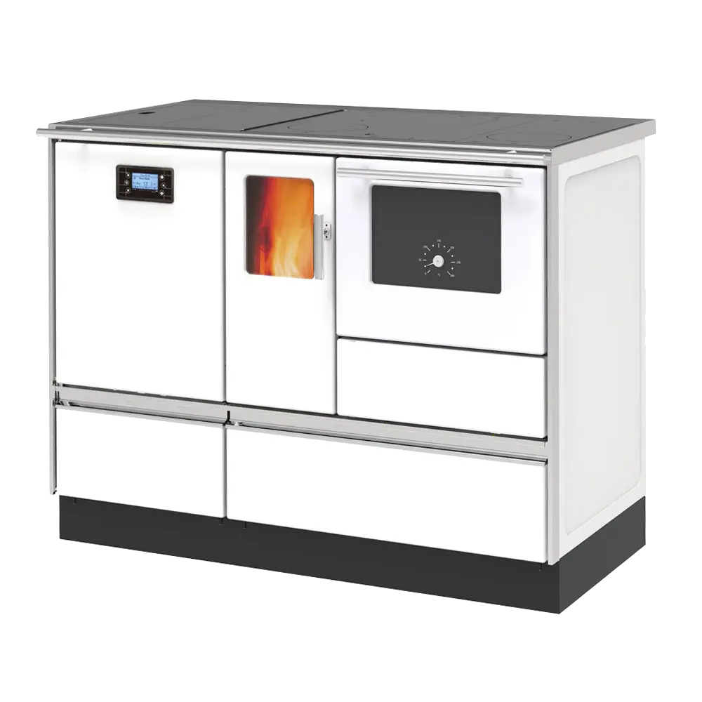 Alfa Plam Alfaterm 20 Pellet witte pelletkachel met bedieningsdisplay